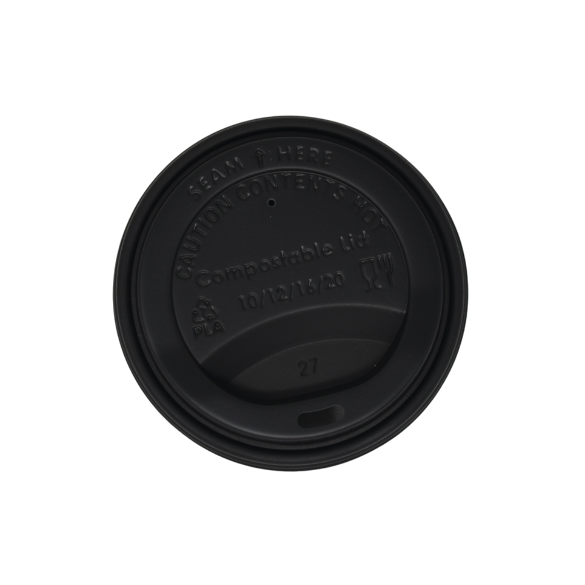 HOT CUP LID COMPOSTABLE 90MM BLACK X1000