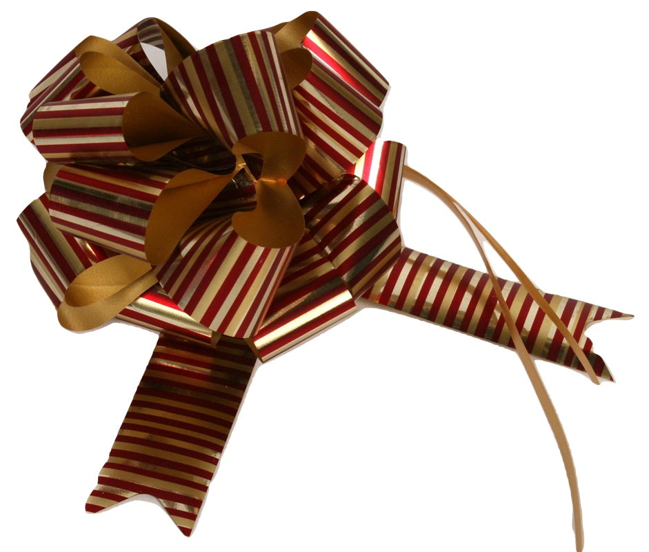BOW POMPOM RED-GOLD 30MM X100(494790)(Z)
