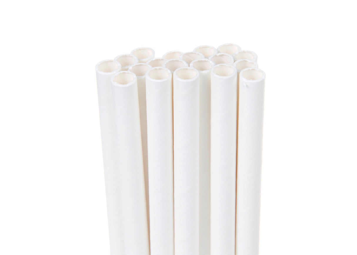 PAPER STRAW 8 X 200MM WHITE X6000
