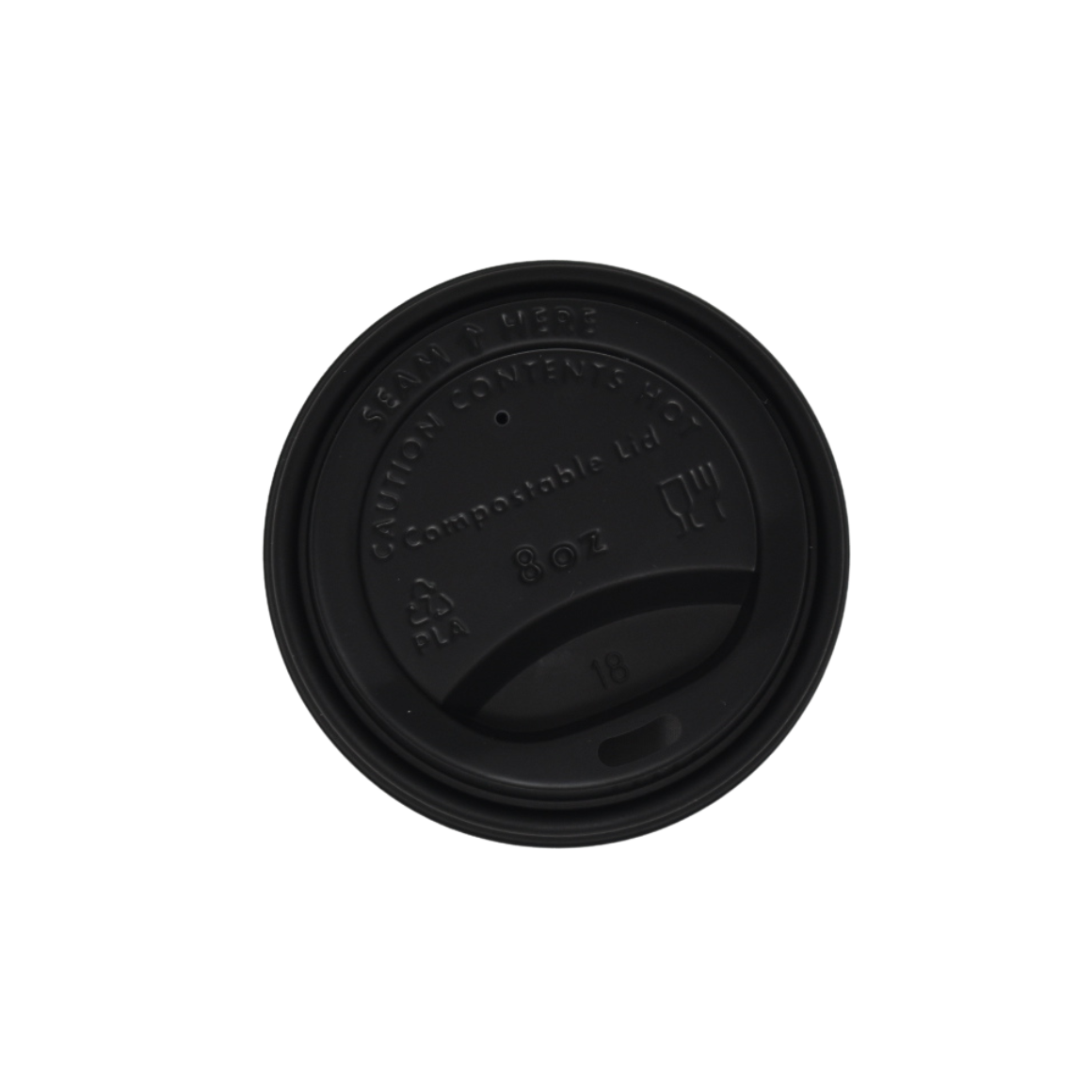 HOT CUP LID COMPOSTABLE 80MM BLACK X1000