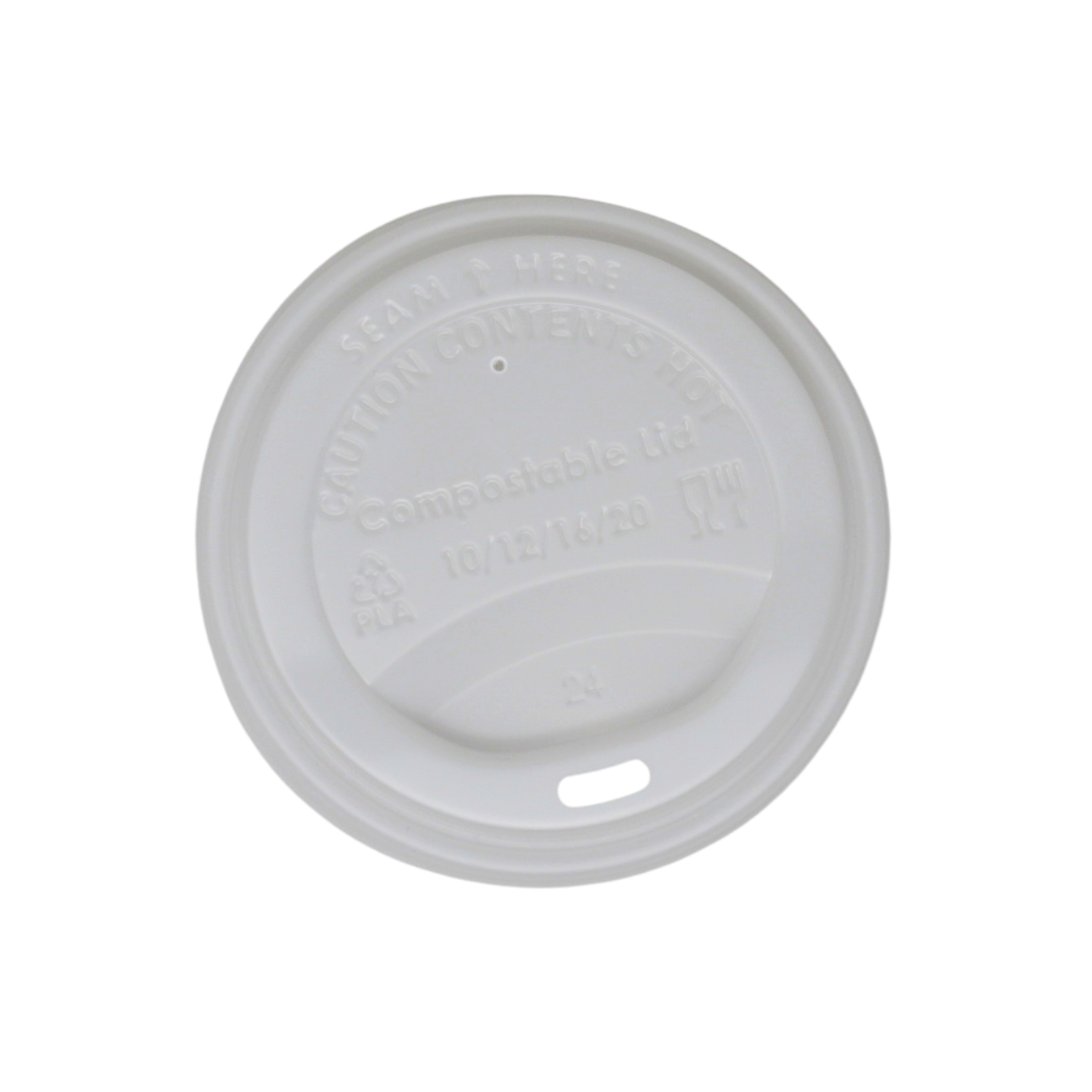HOT CUP LID COMPOSTABLE 90MM WHITE X1000