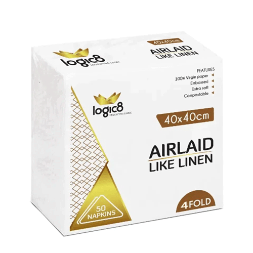WHITE AIRLAID NAPKINS 40CM 20X25 X500