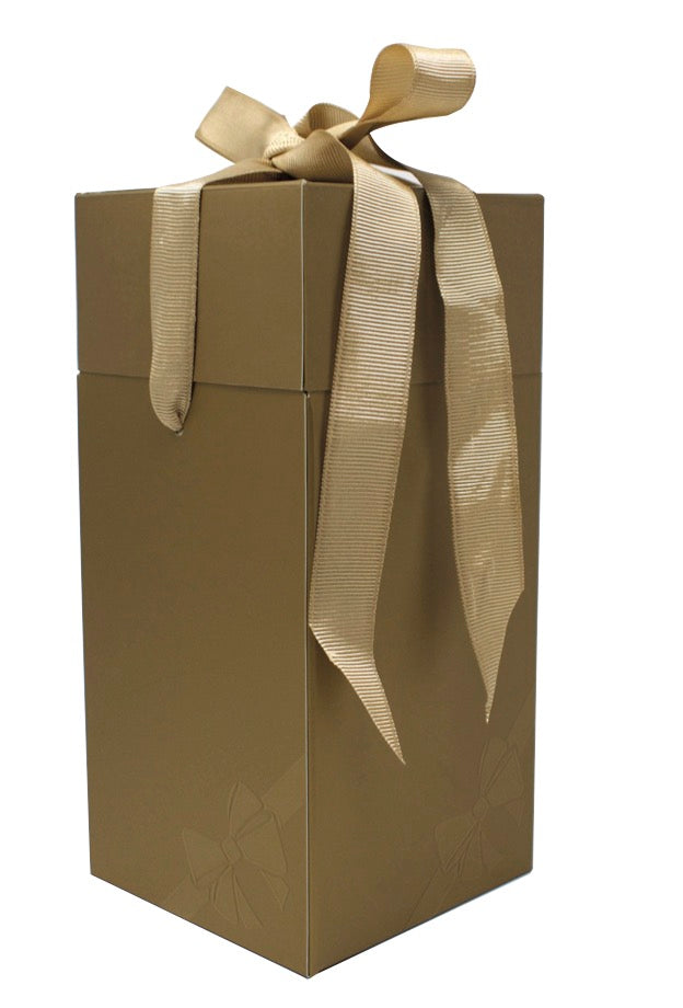 RIBBON BOX GOLD 10X10X21CM X100 (690900)