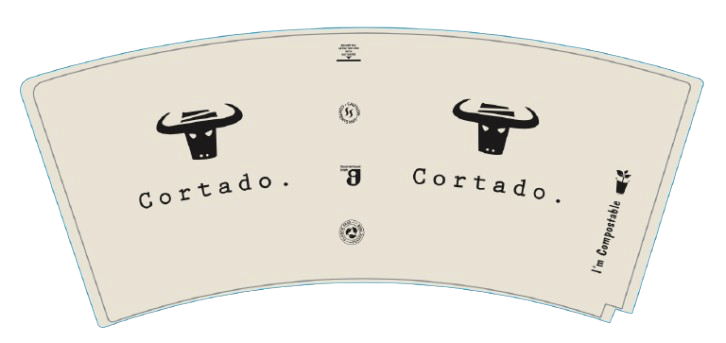CORTADO COFFEE 12OZ MATT COMP CUP X500